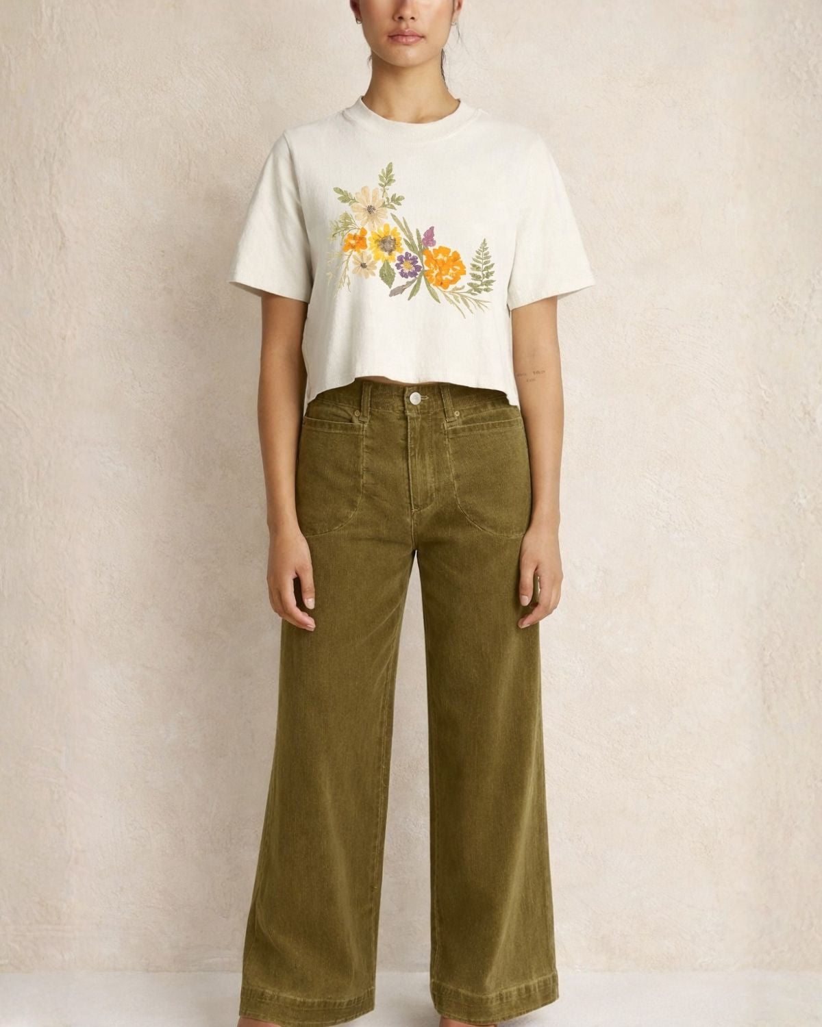 Pressed Floral Thick Crop Tee